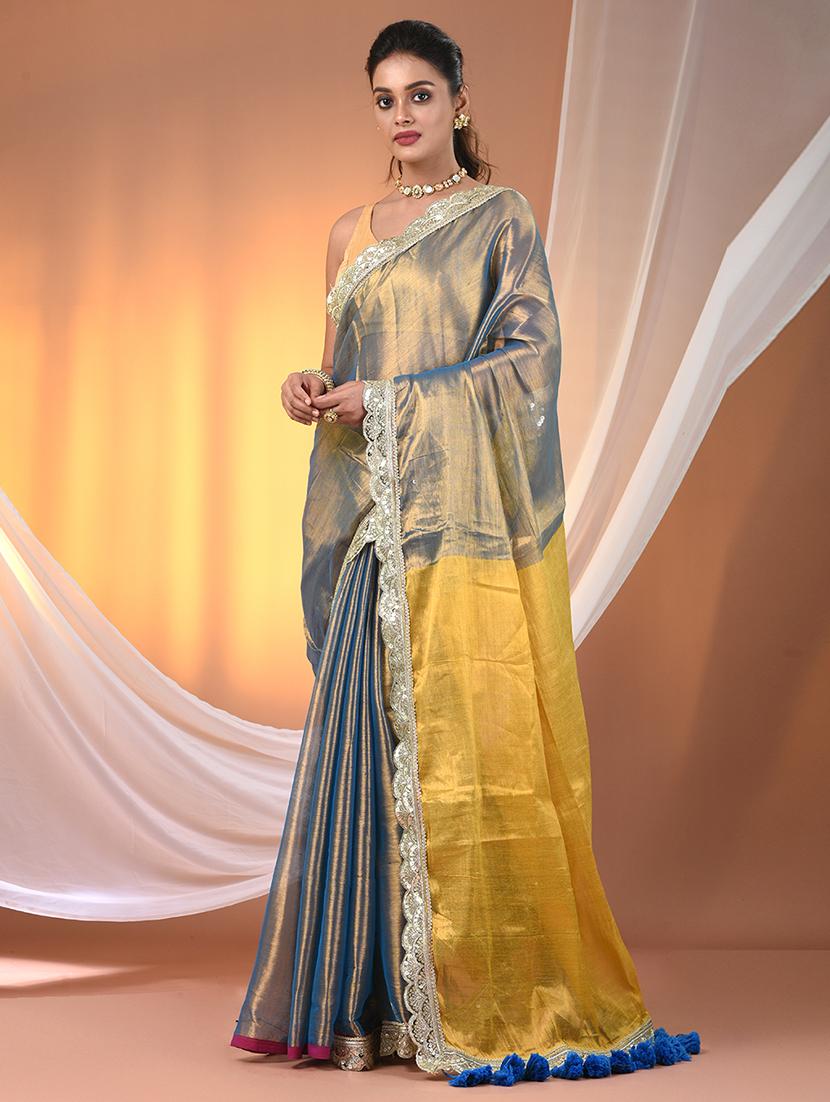 women solid with bordered saree with blouse - 21908357 - Zoom Image - 0