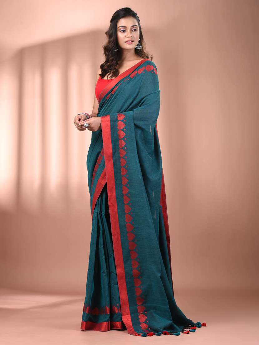women solid handloom saree with blouse - 21908364 - Standard Image - 2