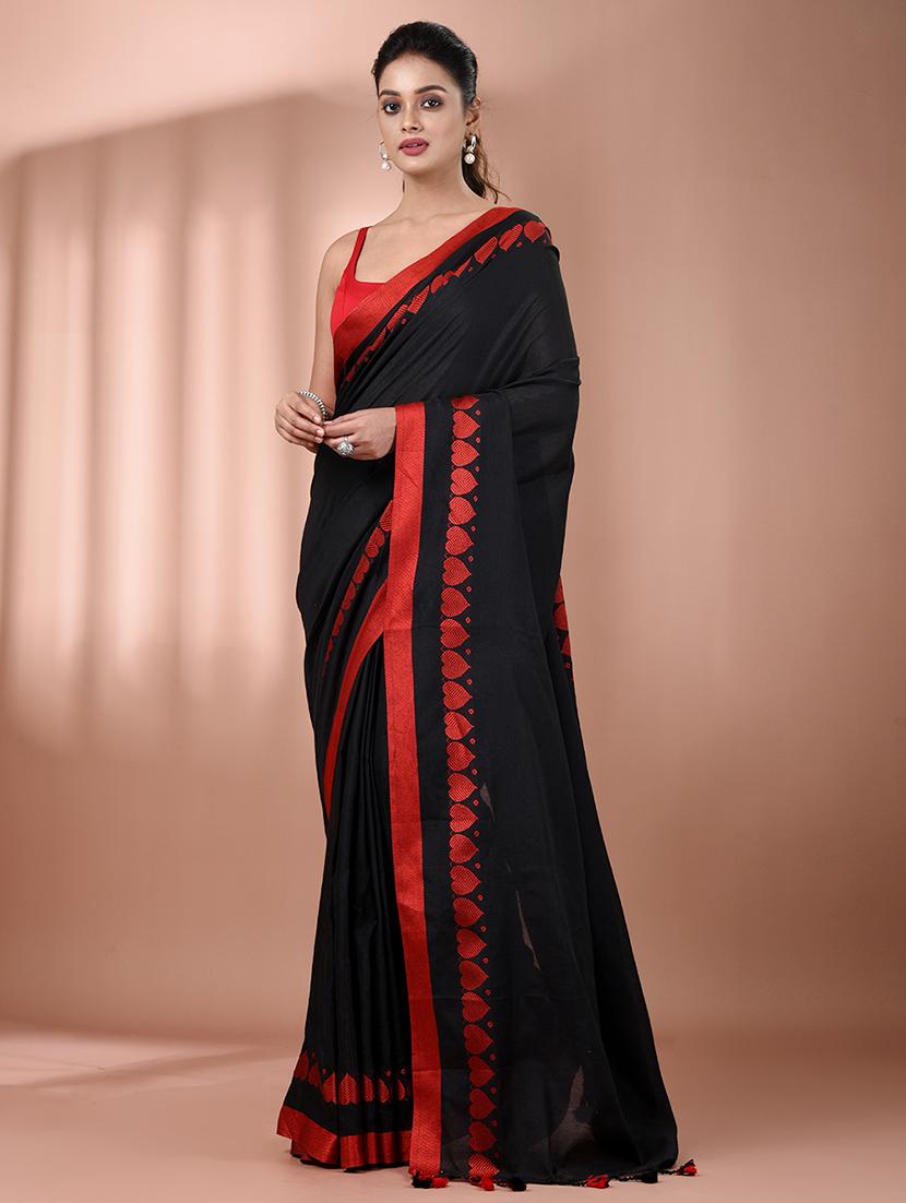 women solid handloom saree with blouse - 21908366 -  Zoom Image - 0