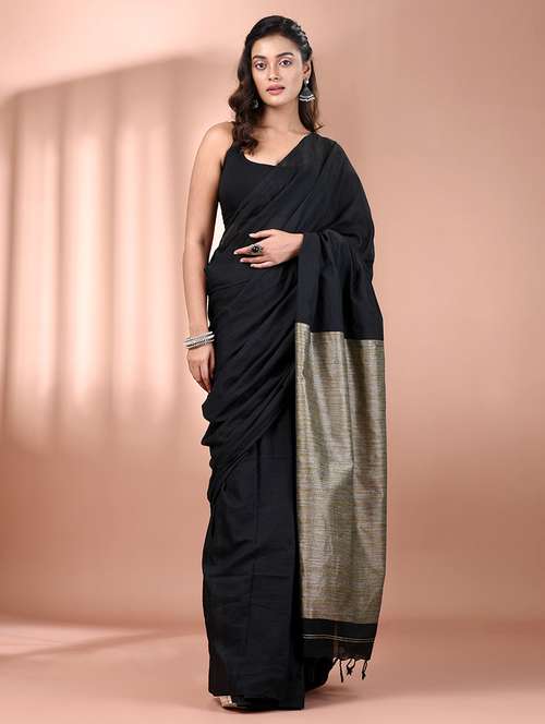 women solid handloom saree with blouse - 21908372 -  Standard Image - 0