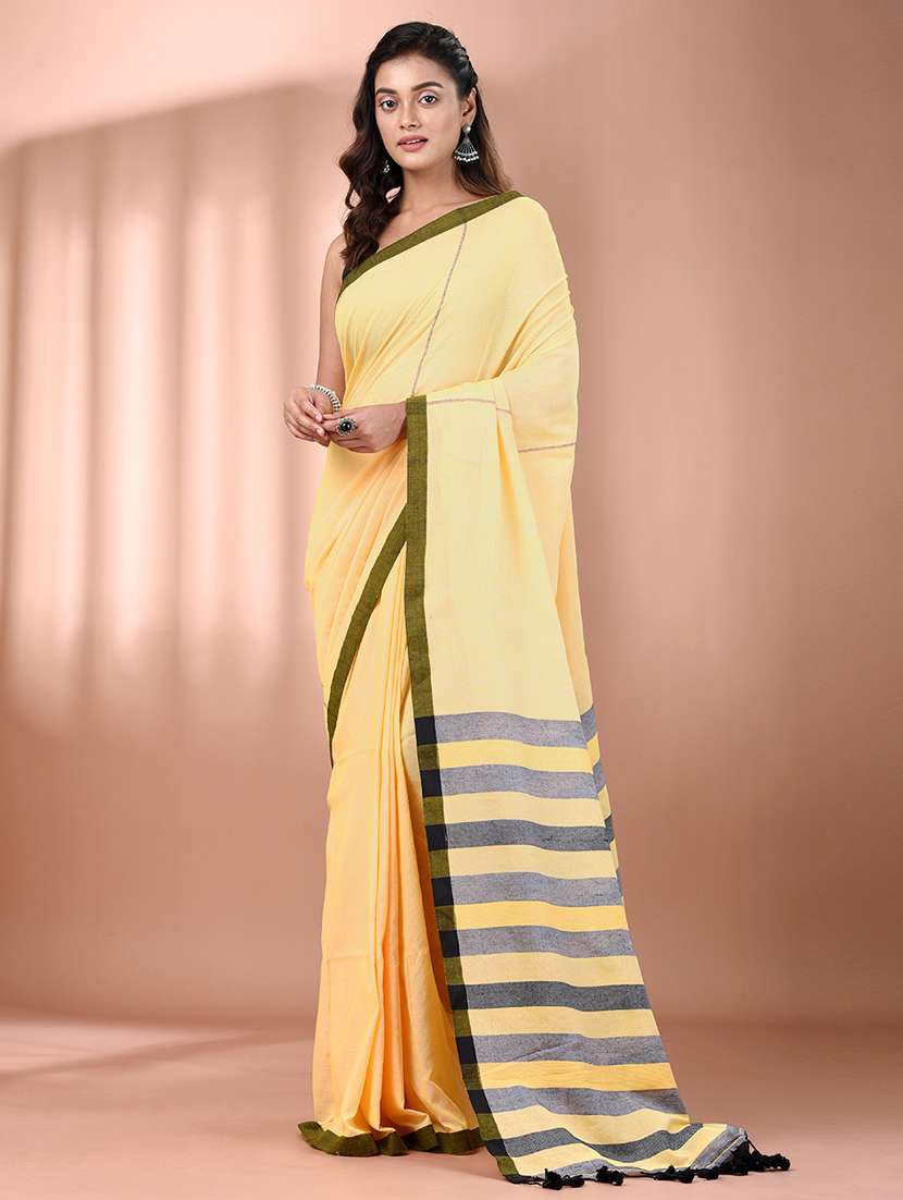 women striped handloom saree with blouse