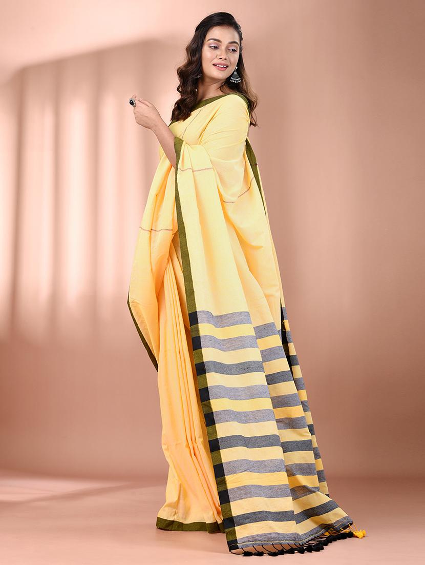 women striped handloom saree with blouse - 21908382 - Standard Image - 2