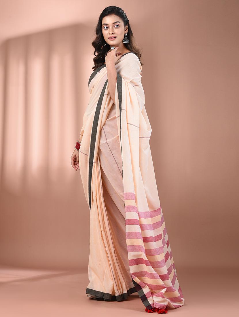 women striped handloom saree with blouse - 21908387 - Standard Image - 2