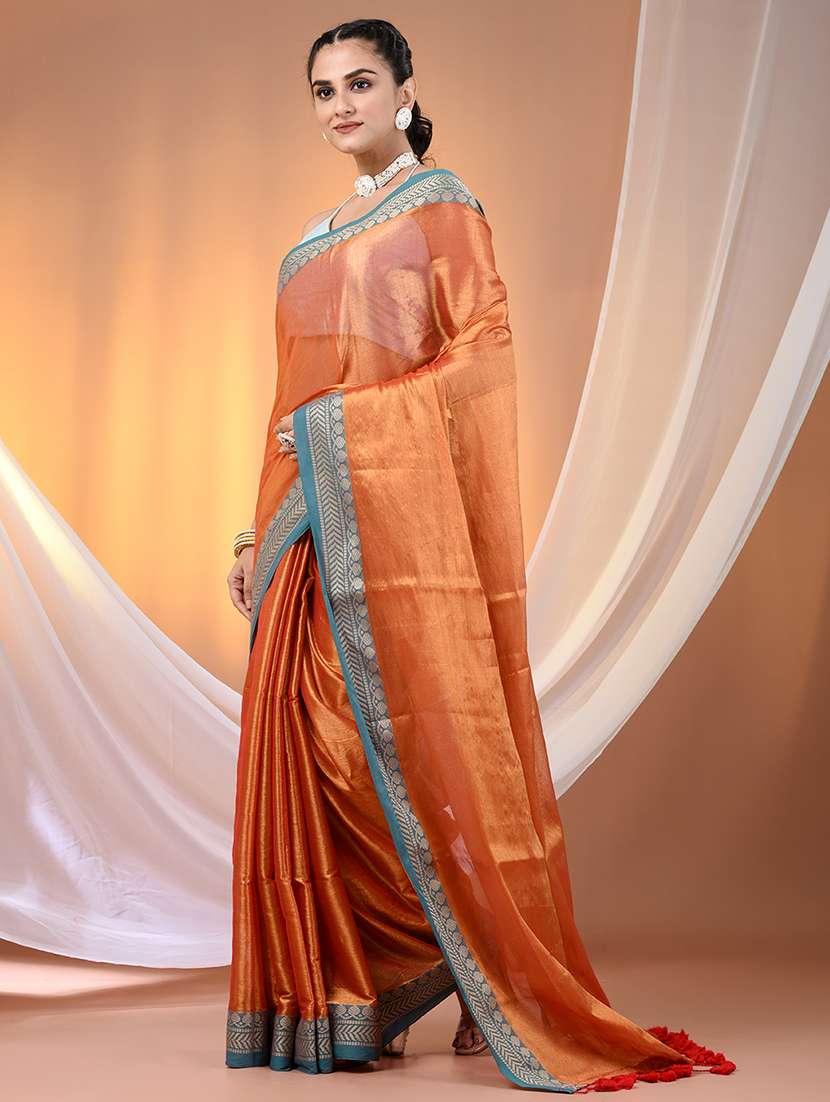 women solid with bordered saree with blouse - 21908392 -  Standard Image - 2