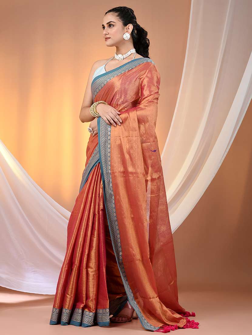 women solid with bordered saree with blouse - 21908393 -  Standard Image - 2