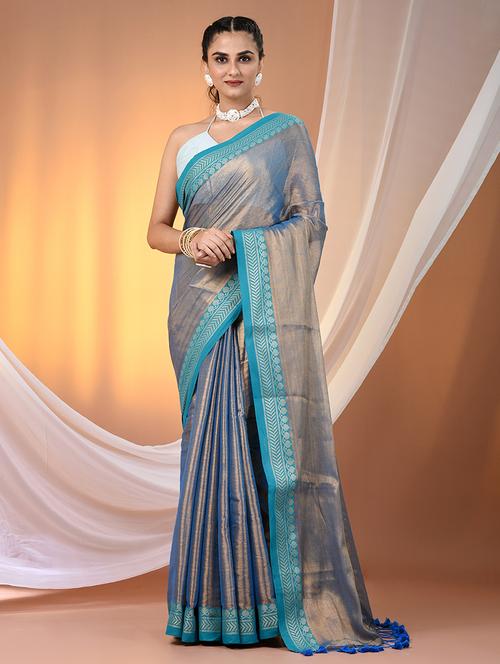 women solid with bordered saree with blouse - 21908394 -  Standard Image - 0