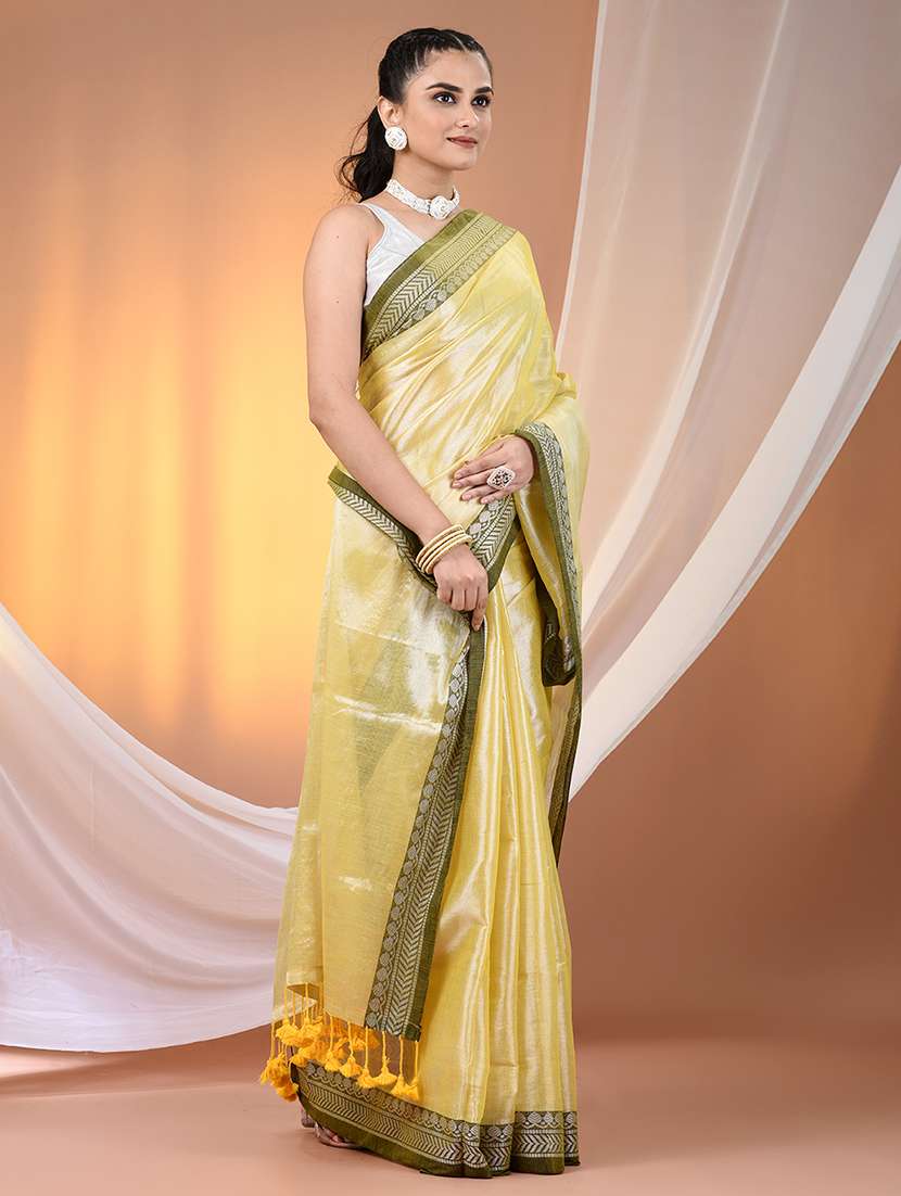 women solid with bordered saree with blouse - 21908399 - Standard Image - 2