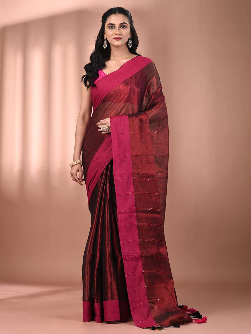women solid with work embellished saree  with blouse