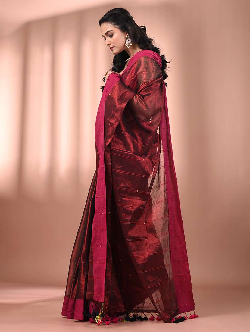 women solid with work embellished saree  with blouse - 21908401 -  Standard Image - 2