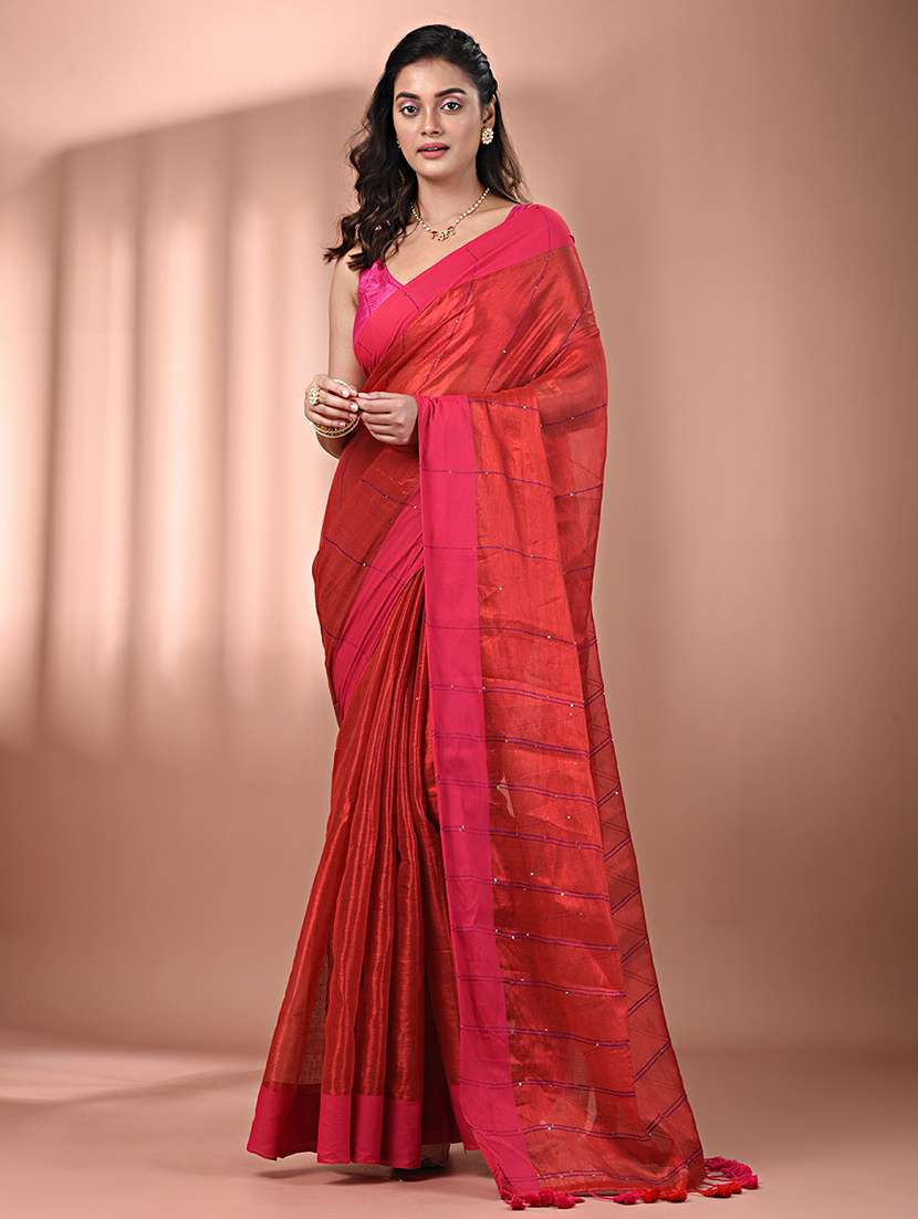 women solid with work embellished saree  with blouse
