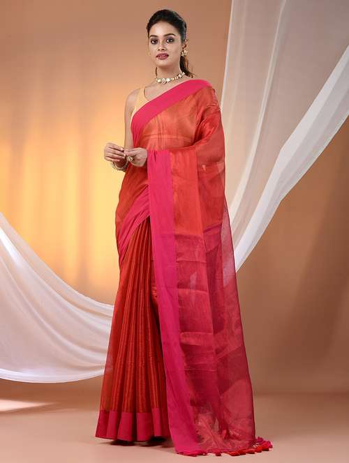 women solid with bordered saree with blouse - 21908406 - Standard Image - 0