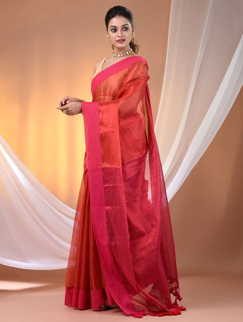 women solid with bordered saree with blouse - 21908406 - Standard Image - 2