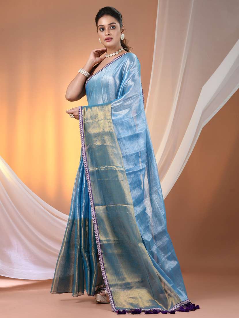 women color block casual wear saree with blouse - 21908410 -  Standard Image - 2