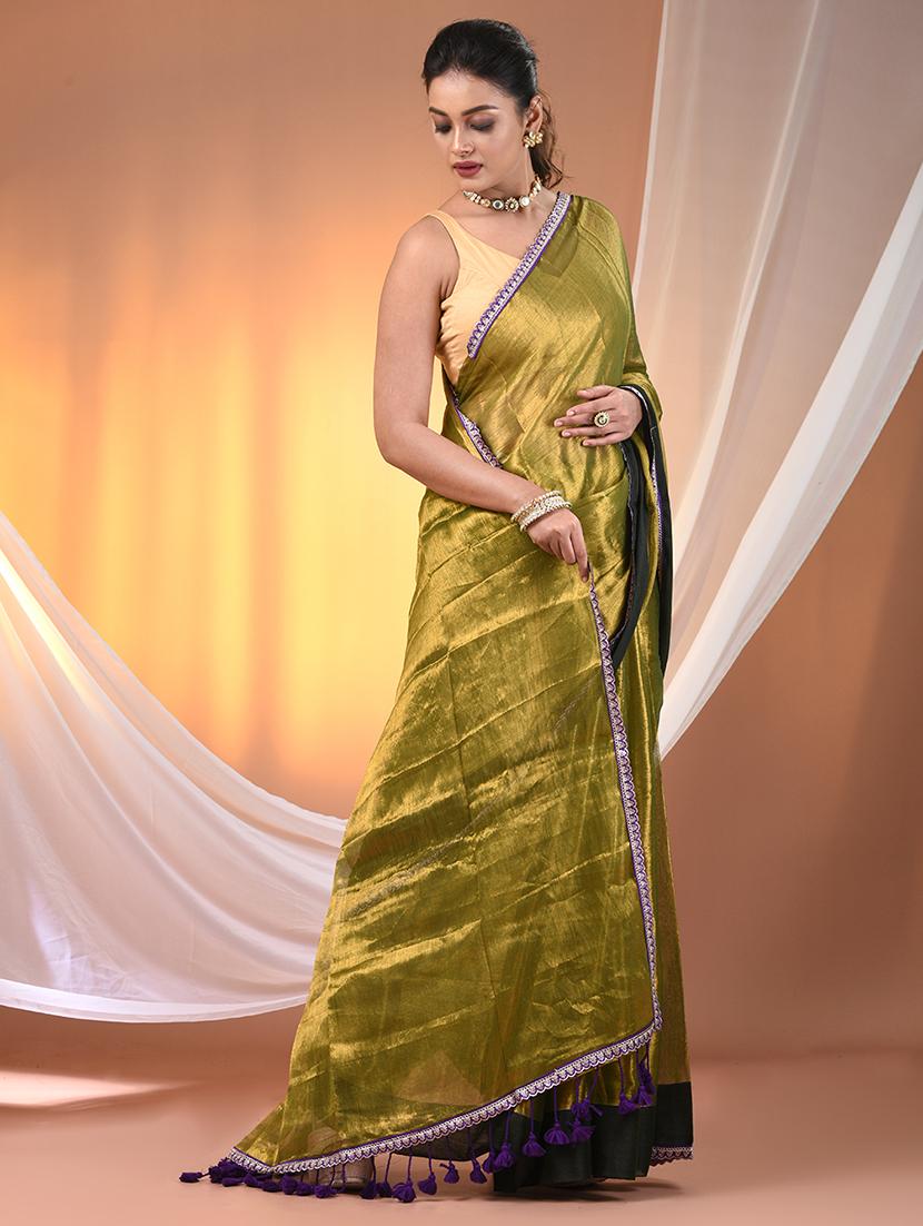 women solid with bordered saree with blouse - 21908412 - Standard Image - 2