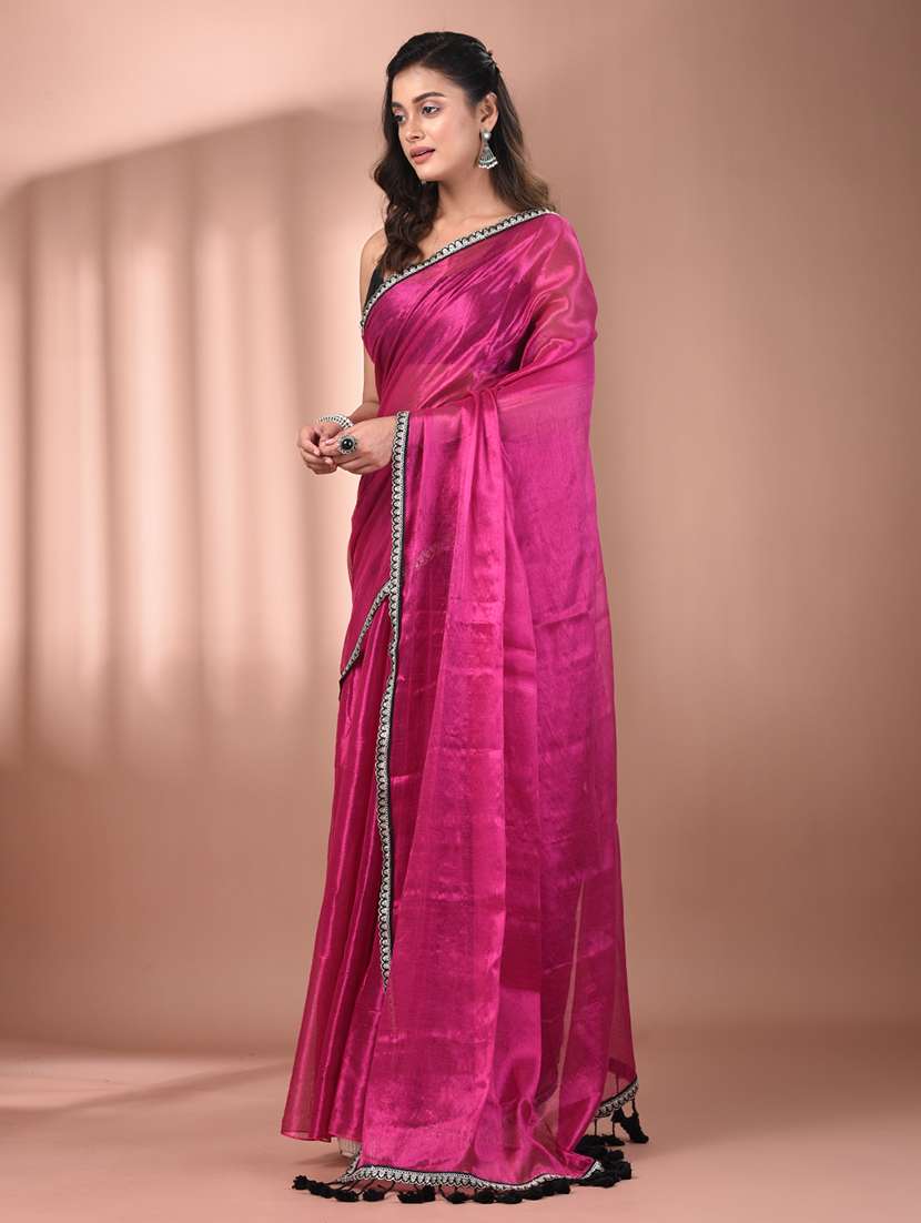 women solid casual wear saree with blouse - 21908417 - Standard Image - 2