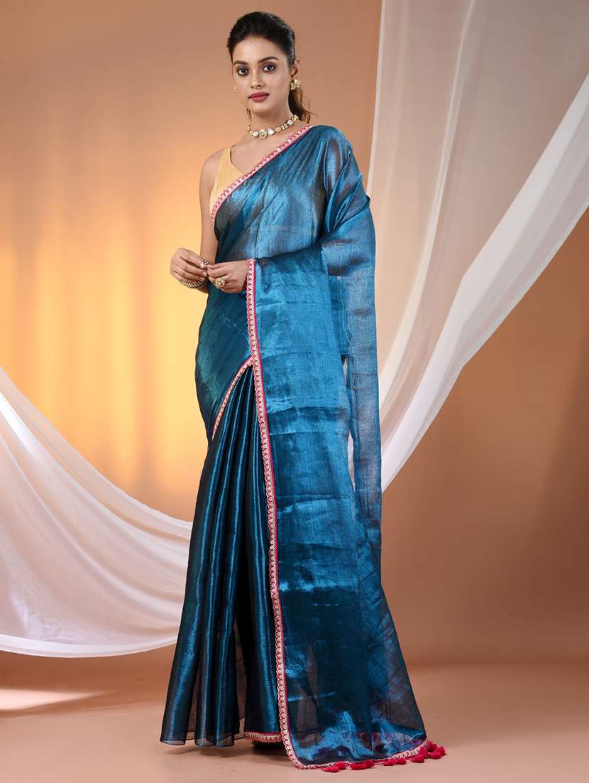 women solid casual wear saree with blouse
