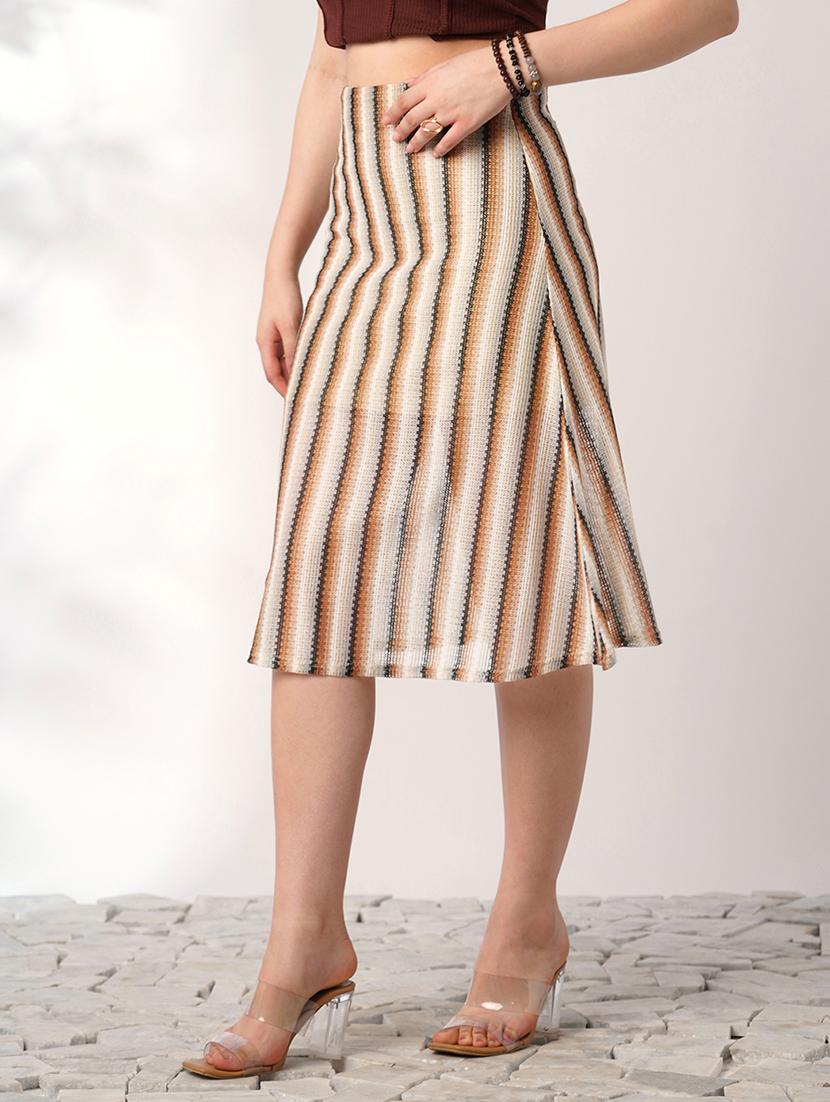 globus women off white striped crochet mid rise midi straight skirt - 21908447 - Standard Image - 2