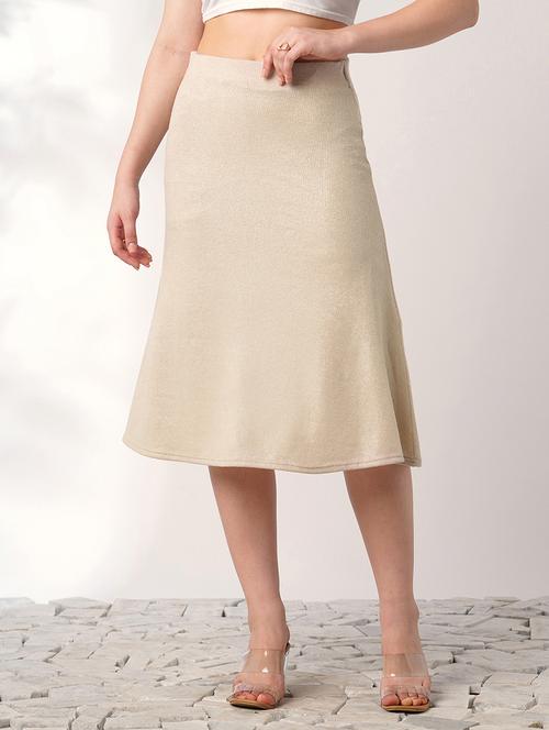 globus women ivory shimmer ribbed mid-rise flared midi party skirt - 21908449 -  Standard Image - 0