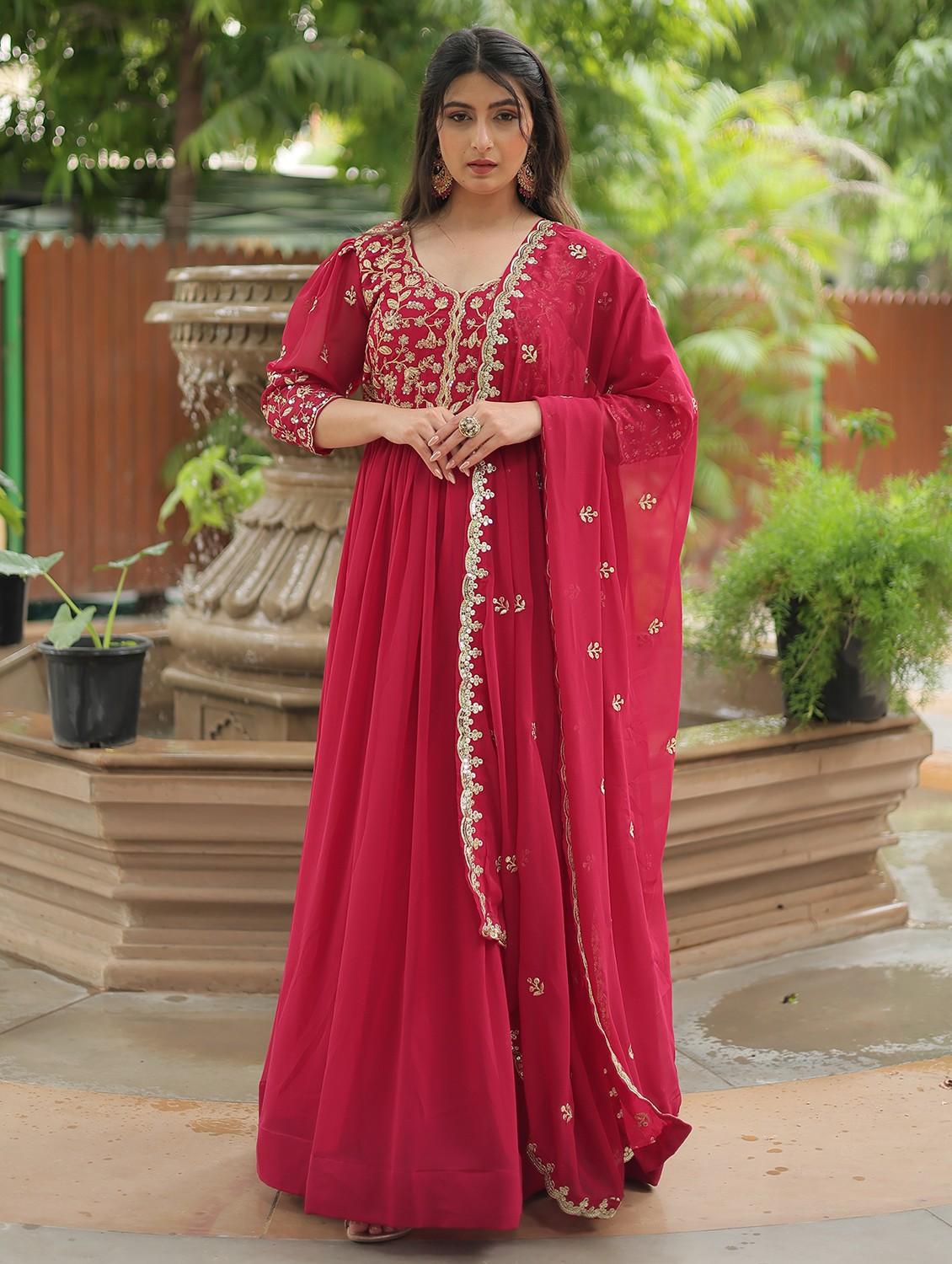women embroidered three quarter sleeve anarkali kurta dupatta set - 21908512 - Zoom Image - 0