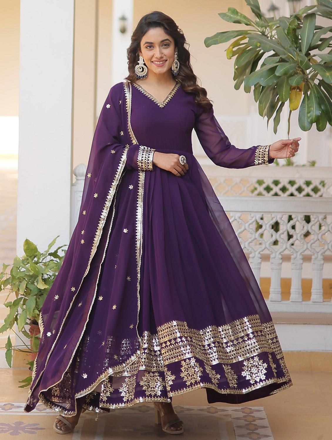 women embroidered long sleeve anarkali kurta dupatta set - 21908520 - Zoom Image - 0