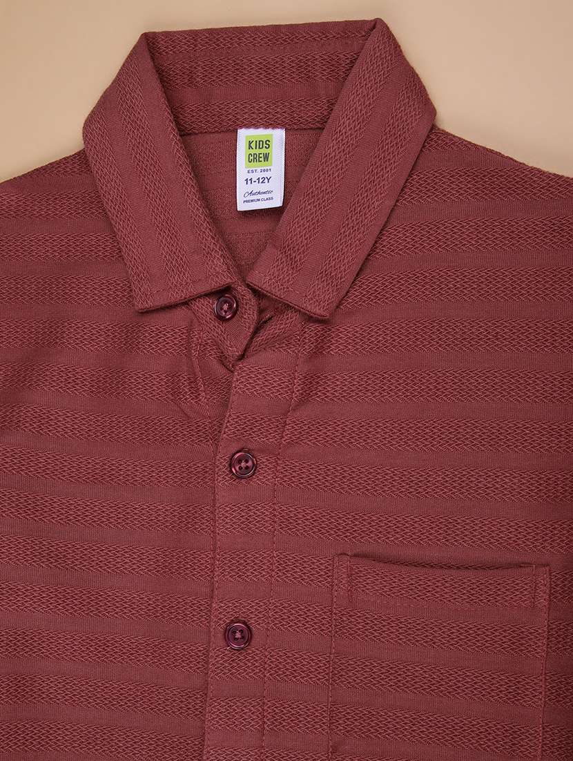boys solid collared long sleeve shirt - 21908571 -  Standard Image - 2