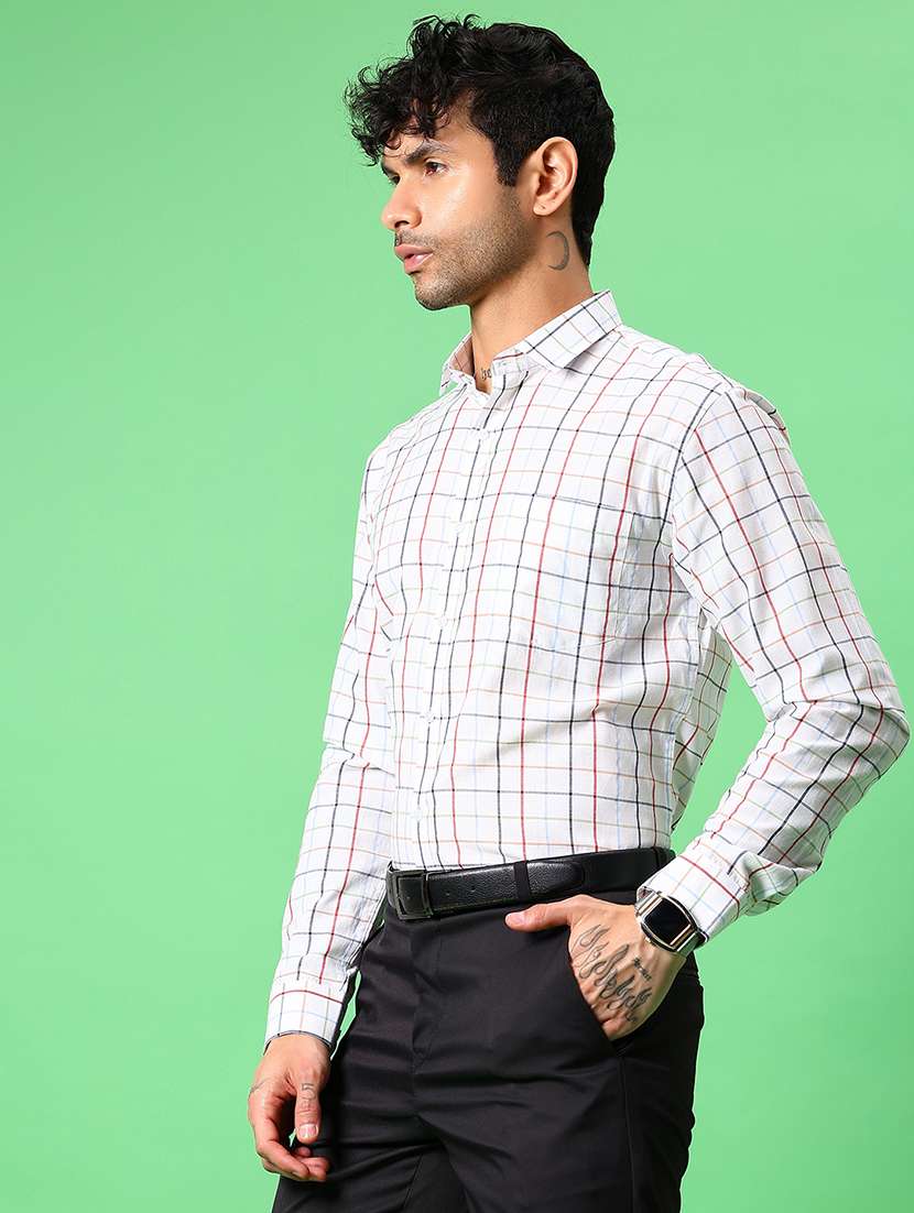 men checkered collared long sleeve formal shirt - 21908599 -  Standard Image - 2