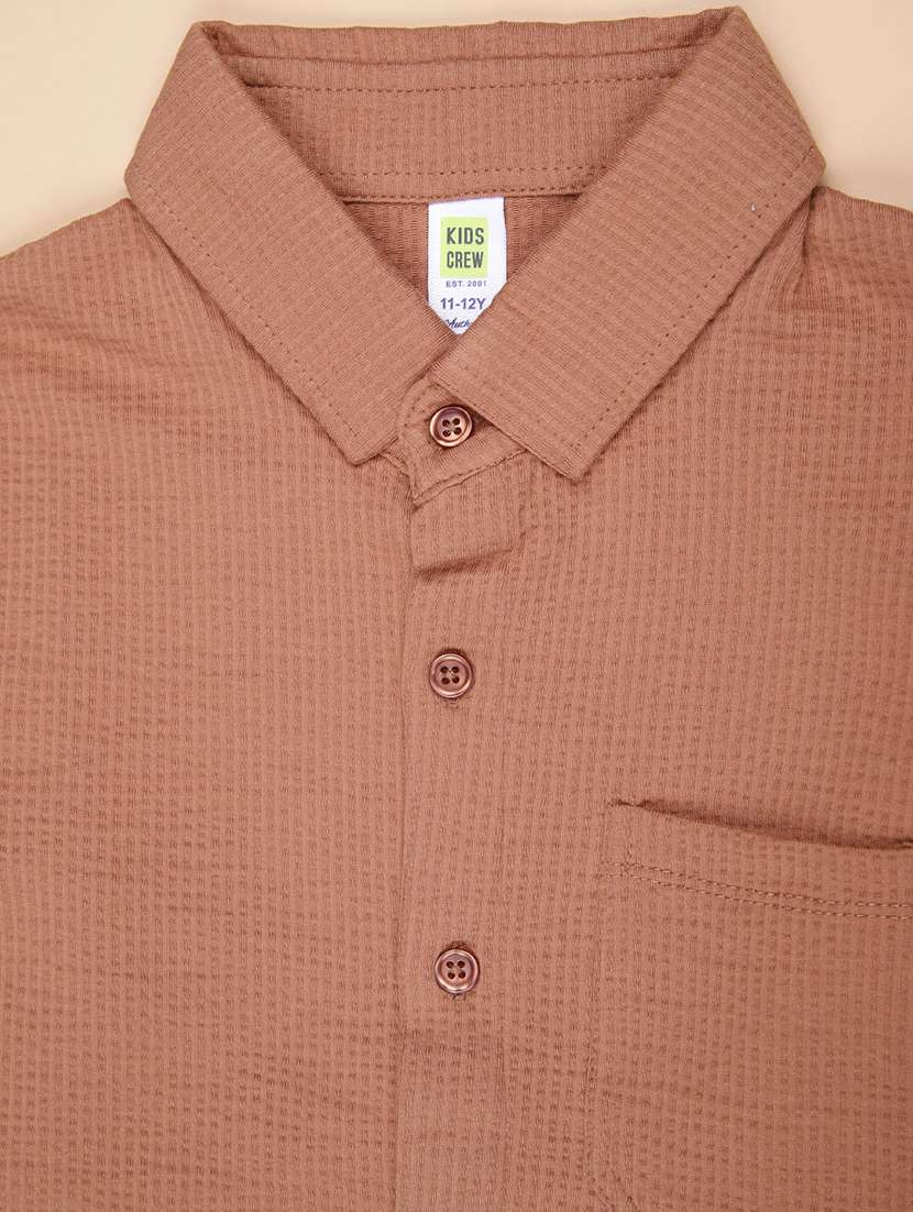 boys solid collared long sleeve shirt - 21908660 -  Standard Image - 2