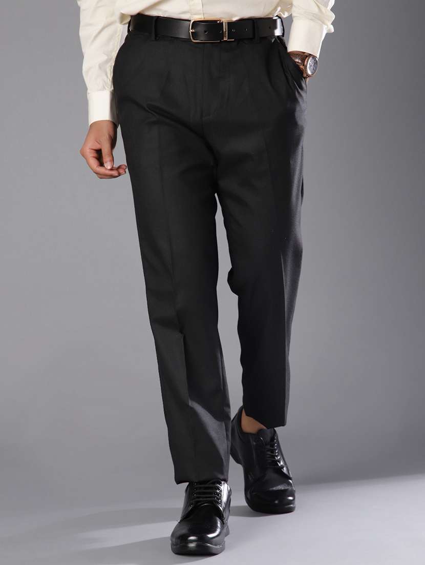 men solid mid rise flat front formal trouser