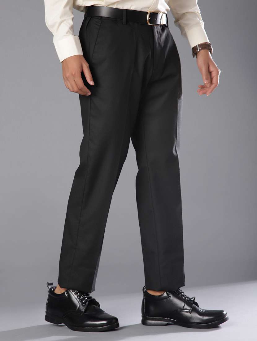 men solid mid rise flat front formal trouser - 21908725 -  Standard Image - 2