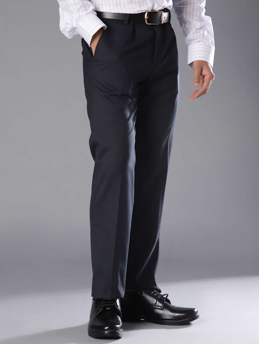 men solid mid rise flat front formal trouser - 21908726 -  Standard Image - 2