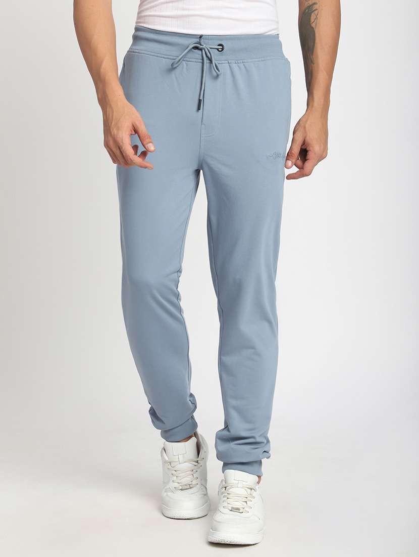 men solid mid rise regular fit jogger