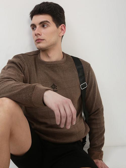  men's brown print round neck sweatshirt - 21908869 -  Standard Image - 0