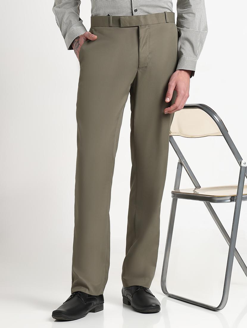 men solid mid rise formal trouser