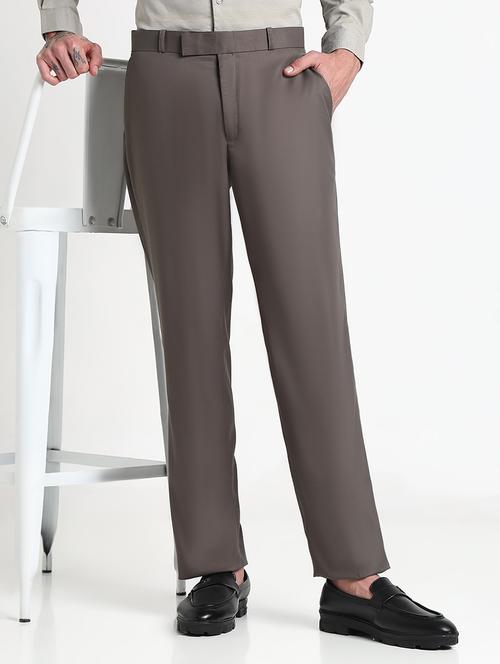 men solid mid rise flat front formal trouser - 21908899 - Standard Image - 0
