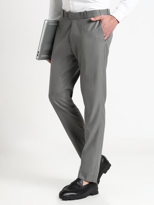 men solid mid rise flat front formal trouser - 21908906 - Standard Image - 0