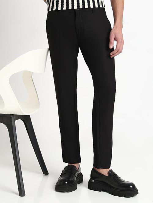 men solid mid rise flat front casual trouser - 21908908 -  Standard Image - 0