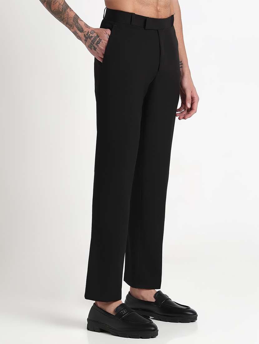 men solid mid rise flat front formal trouser - 21908911 -  Standard Image - 2