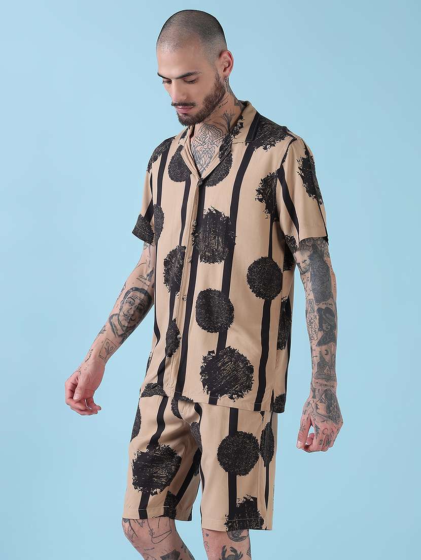 men cuban collar shorts & shirt co ords set - 21908936 -  Standard Image - 2