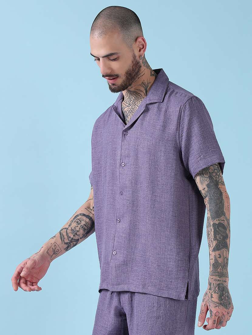 men cuban collar shorts & shirt co ords set - 21908941 -  Standard Image - 2