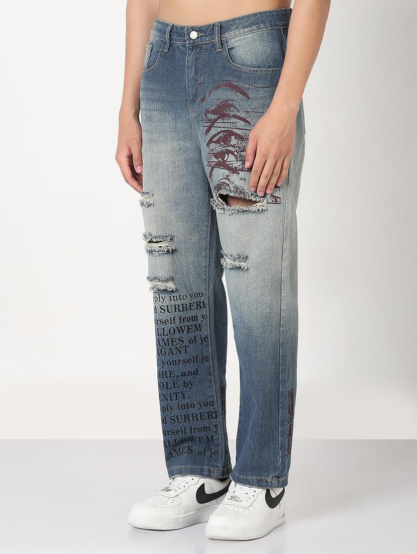 men solid distressed straight fit jean - 21908978 - Standard Image - 2