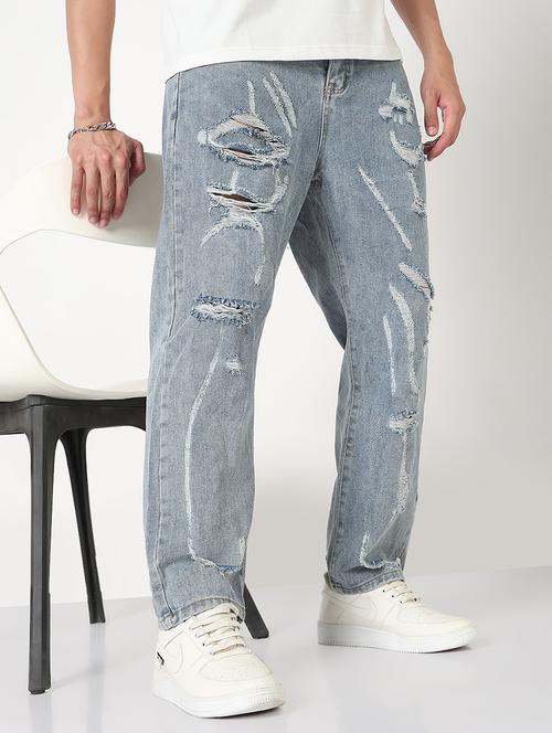 men distressed mid rise straight fit jean - 21908989 -  Standard Image - 0