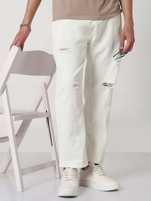 men distressed mid rise straight fit jean - 21908998 - Standard Image - 0