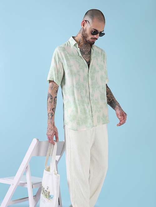 men printed collared short sleeves casual shirt - 21909011 -  Standard Image - 0