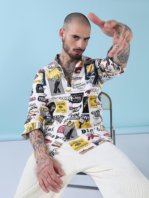 men printed long sleeve regular fit casual shirt - 21909012 -  Standard Image - 0