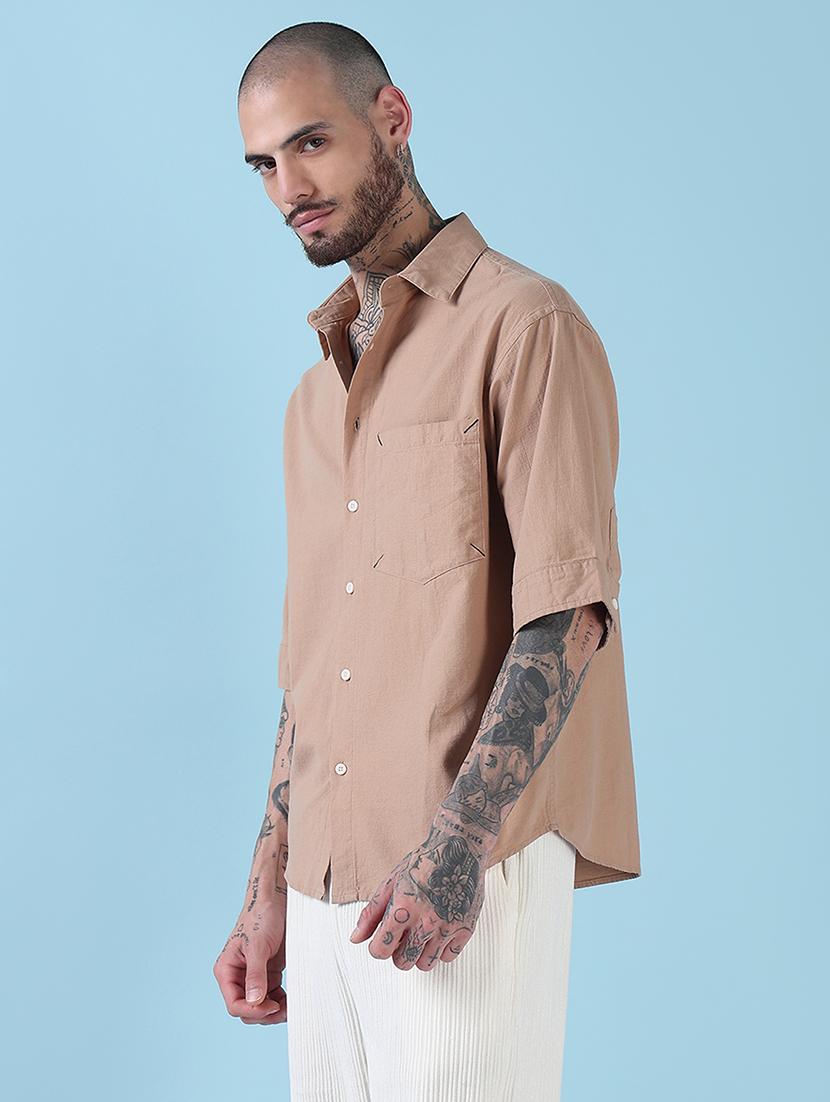 men back printed collared short sleeves shirt - 21909014 - Standard Image - 2