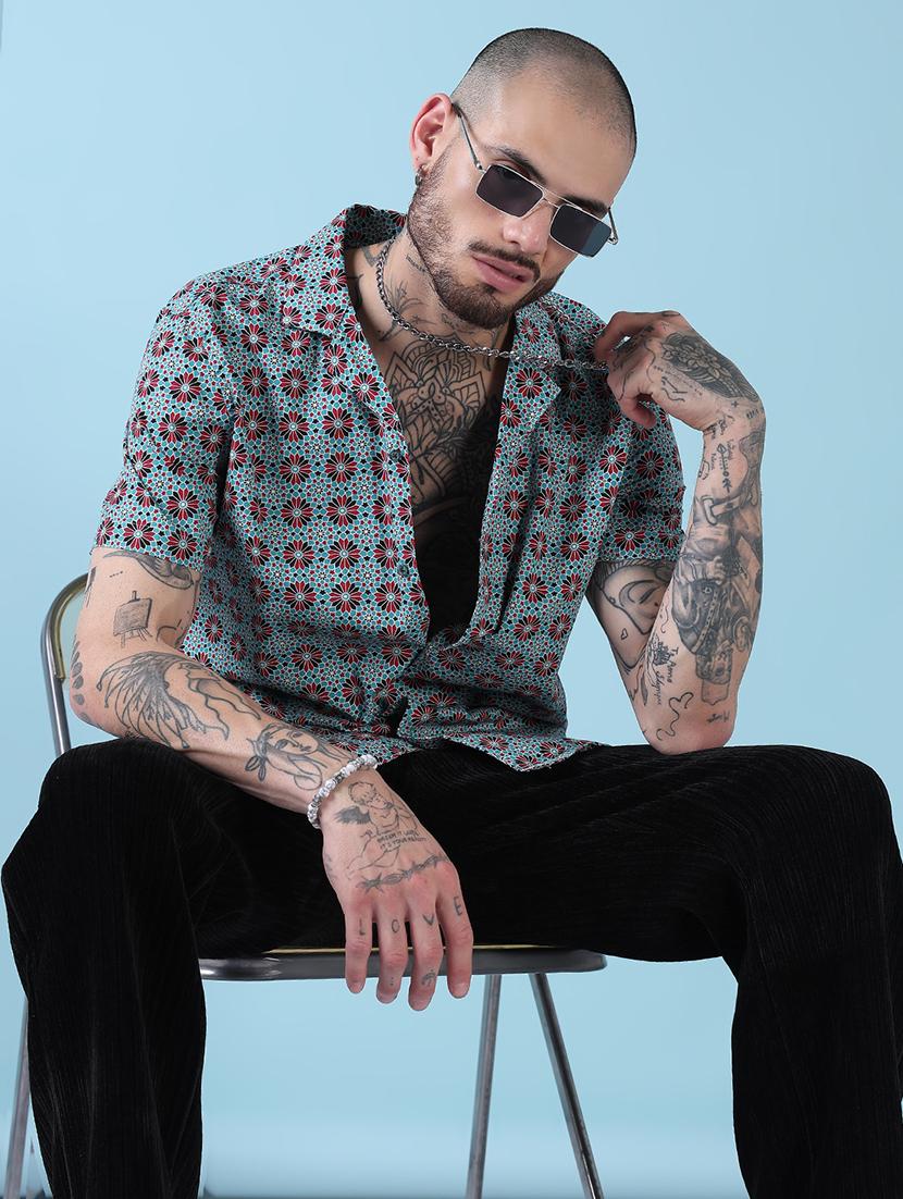 men printed cuban collared casual shirt - 21909016 -  Zoom Image - 0
