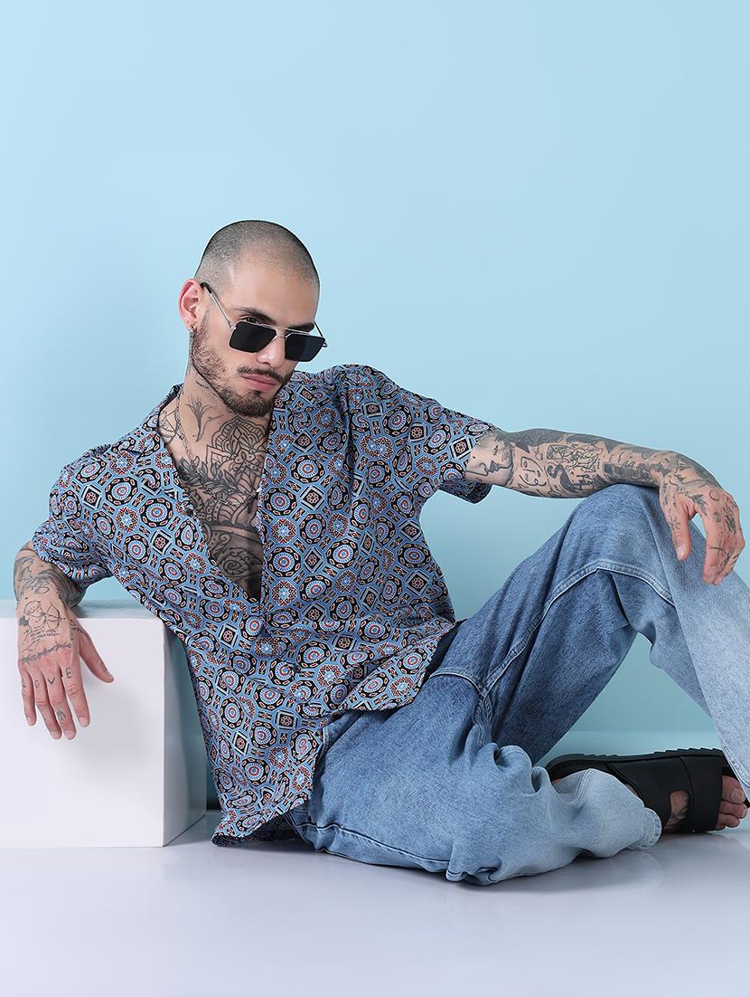men printed short sleeve regular fit casual shirt - 21909017 - Zoom Image - 0
