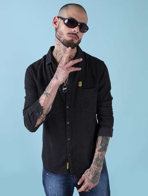 men solid long sleeve slim fit casual shirt - 21909023 -  Standard Image - 0