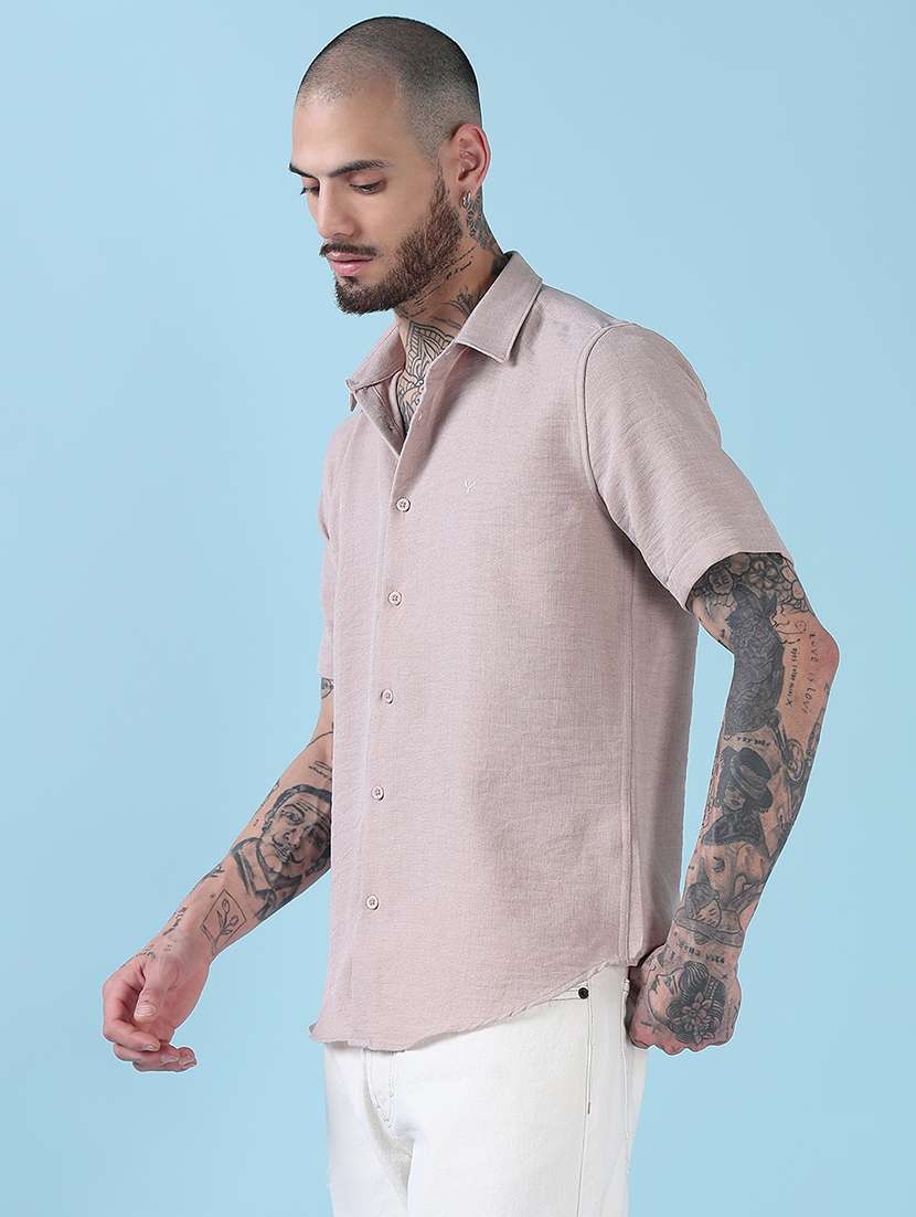 men solid short sleeve regular fit casual shirt - 21909033 -  Standard Image - 2