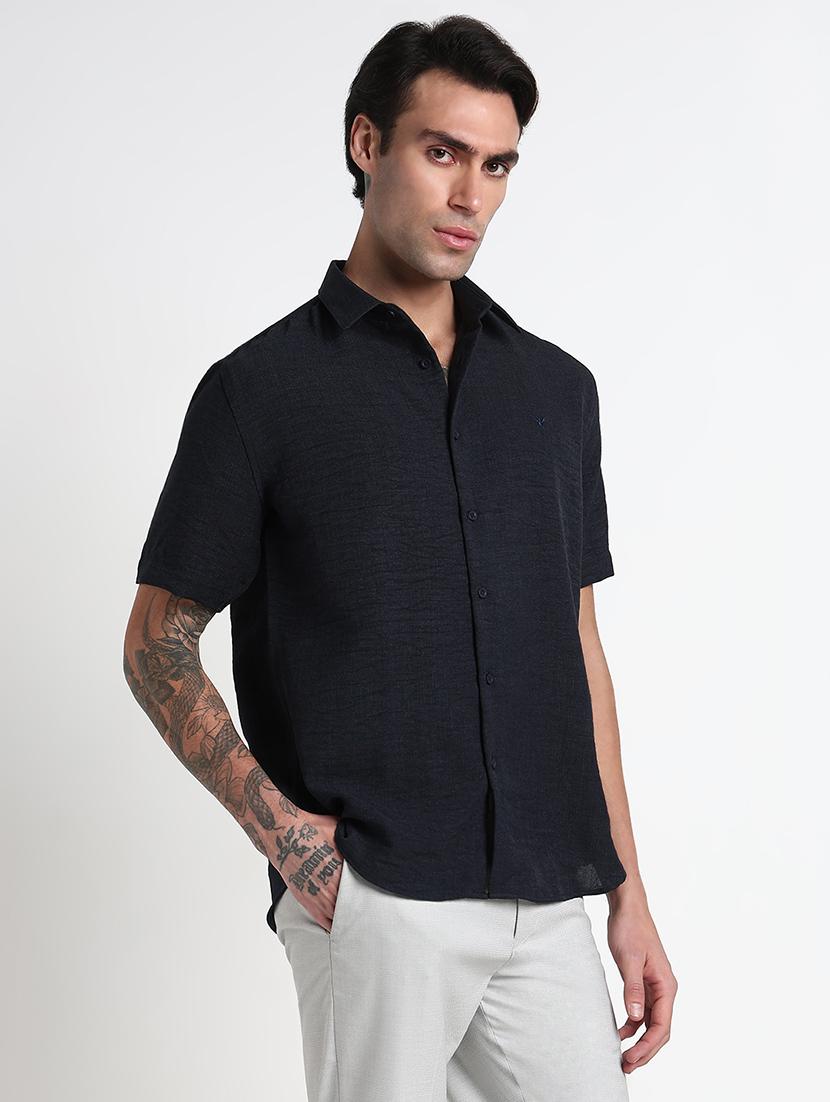men solid short sleeve regular fit casual shirt - 21909034 - Standard Image - 2